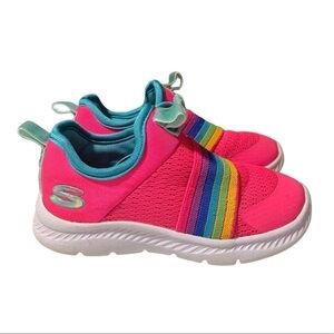 Skechers comfy Flex 2.0 Rainbow Delight Slip on Girls Sneakers size 7 Pink